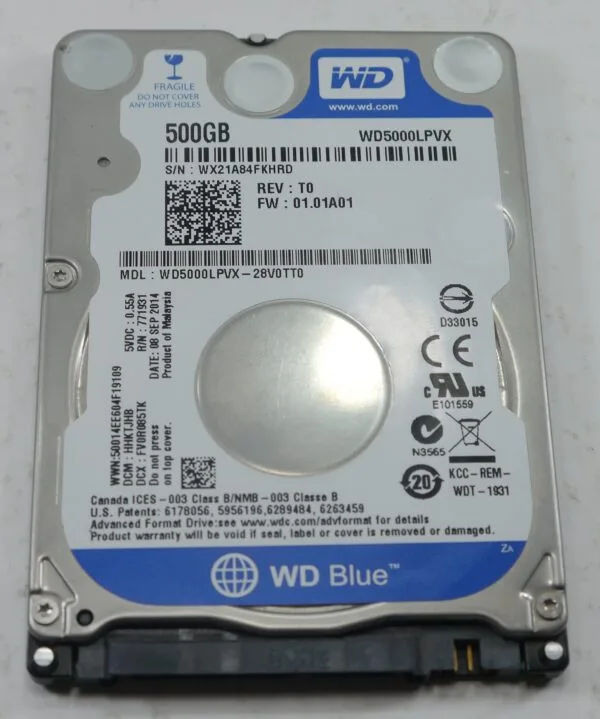 Western Digital WD5000LPVX 500GB 2.5 Inch SATA 6Gbps Laptop Hard Drive Used