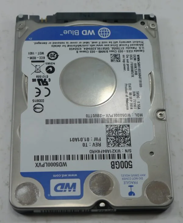 Western Digital WD5000LPVX 500GB 2.5 Inch SATA 6Gbps Laptop Hard Drive Used - Image 3