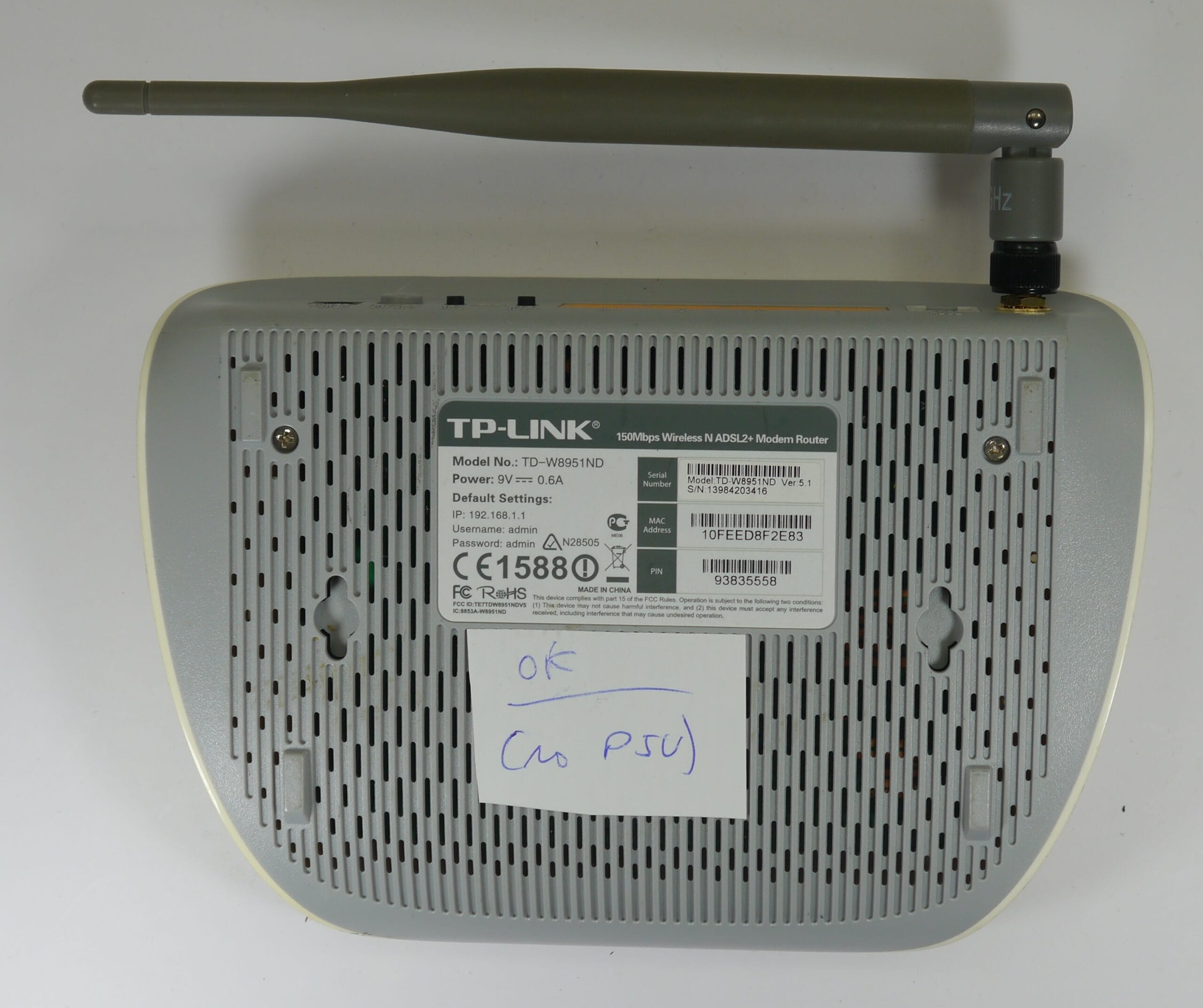 TP-Link TD-W8951ND Wireless N150 Router White Used (No PSU) - Image 6